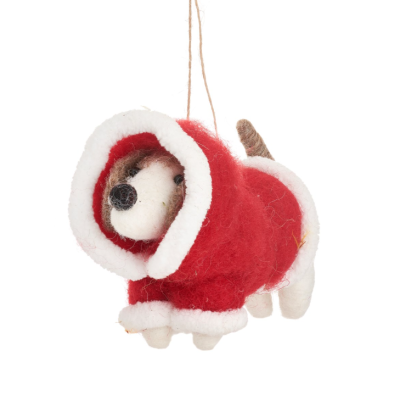 ENFEITE DE NATAL EM FELTRO "SAUSAGE DOG IN PUFFER JACKET" SASS & BELLE