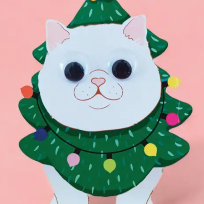 POSTAL DE NATAL WOBBLY HEAD "CAT" ALLJOY DESIGN