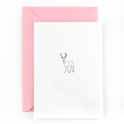 POSTAL " DEER WITH FOOTSTEPS IN SNOW " STUDIO FLASH