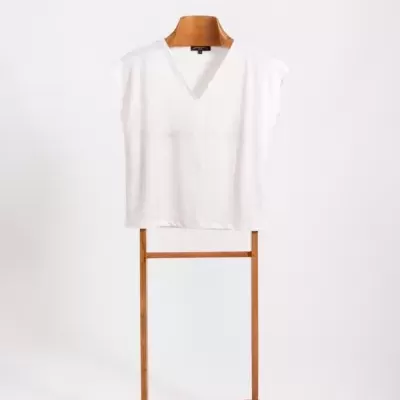 TOP EM LINHO BRANCO ARMAZÉM DAS MALHAS