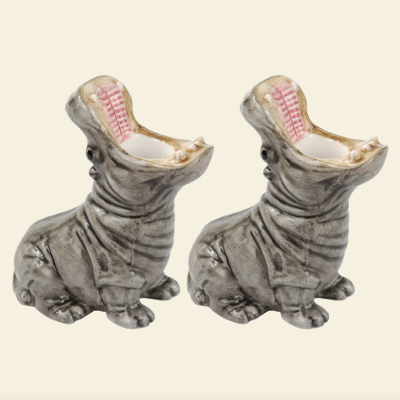 CANDLEHOLDER SET "HUNGRY HIPPOS" DONKEY