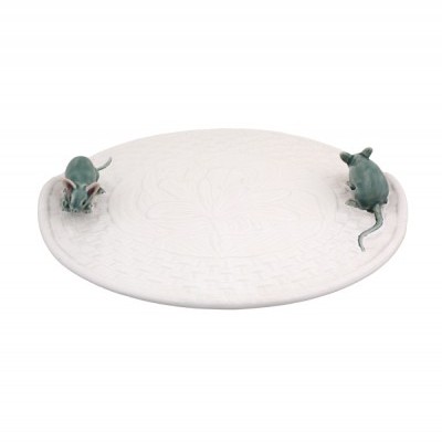 QUEIJEIRA  LÍRIOS BRANCA C/ RATO NATURAL BORDALLO PINHEIRO