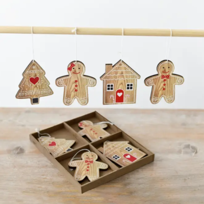 CONJUNTO DE 8 GINGERBREAD EM MADEIRA GAINSBOROUGH GIFTWARE
