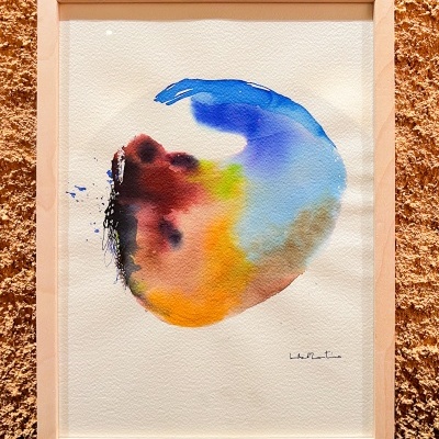 AGUARELA COM MOLDURA "SEM TÍTULO 12" ISABEL MONTEIRO