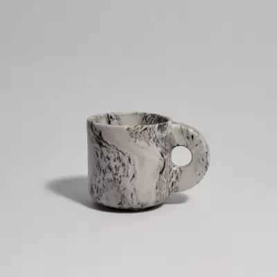 CANECA EXPRESSO DUPLO CASTANHO MÁRMORE PÓ DE BARRO