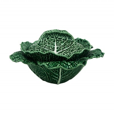 Tigela decorativa verde em forma de folhas de couve