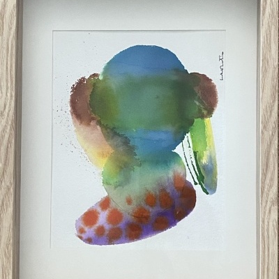 AGUARELA COM MOLDURA "SEM TÍTULO 13" ISABEL MONTEIRO