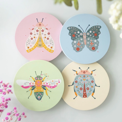 CONJUNTO DE BASES PARA COPOS "FLORAL BUGS" SOMETHING DIFFERENT