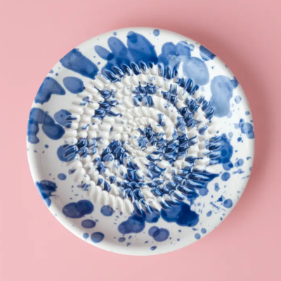 PRATO RALADOR "PÉRSIA - BRANCO E AZUL - PEQUENO" ALFAR TIERRA COCIDA