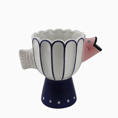 Vase - Fish- Dolomite -Pink/Mint/Red House Vitamin