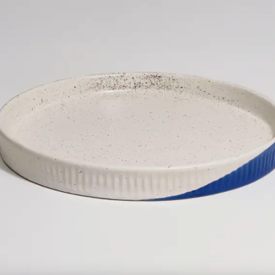 PRATO DE BOLO TÁLIA AZUL PÓ DE BARRO