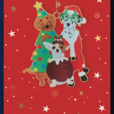 CARTÃO ORNAMENTO DE MADEIRA "CÃES DE NATAL" ALLJOY DESIGN