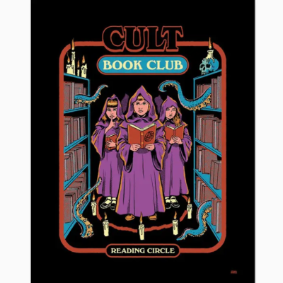 POSTER 30x40 COM MOLDURA "CULT BOOK CLUB" PYRAMID INTERNATIONAL
