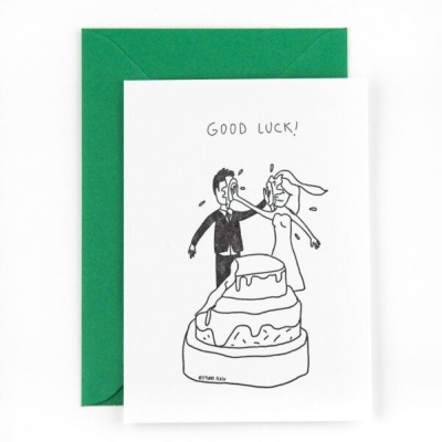 POSTAL "GOOD LUCK – WEDDING CAKE FIGHT " STUDIO FLASH