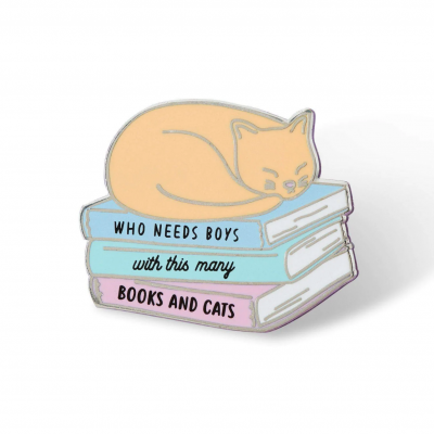 Who Needs Boys With This Many Books And Cats Enamel Pin