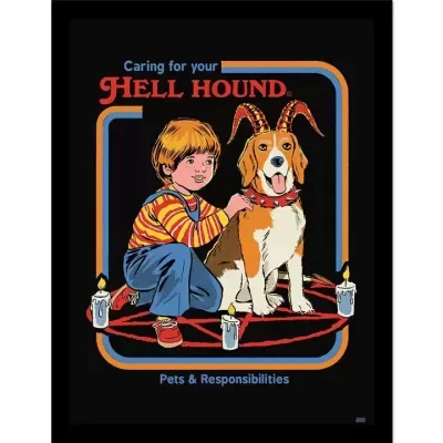 POSTER 30x40 COM MOLDURA "HELL HOUND" PYRAMID INTERNATIONAL