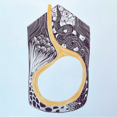 LINOGRAVURA "NA MINHA CASA HÁ ESPAÇOS VAZIOS II" SOFIA MORAIS