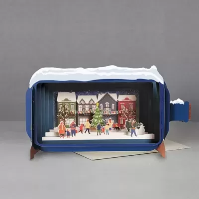 POSTAL DE NATAL POP-UP "MESSAGE IN A BOTTLE - XMAS VILLAGE" ALLJOY DESIGN