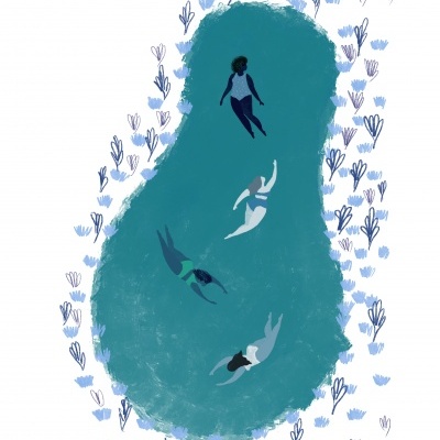 ILUSTRAÇÃO COR AZUL "CRYSTAL UNCLEAR" ANA CALIGO