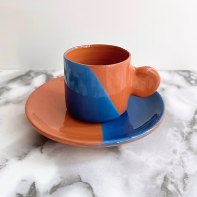 EXPRESSO CUP + SAUCER "DIPPED SOLID HANDLE" CASA CUBISTA