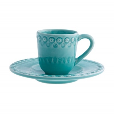 CHÁVENA CAFÉ C/ PIRES VERDE ÁGUA FANTASIA BORDALLO PINHEIRO