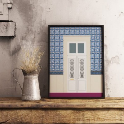 POSTER "FACHADA EM AZULEJO NA RUA DE MIGUEL BOMBARDA" 100% PORTUGAL