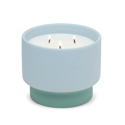 COLOUR BLOCK CERAMIC CANDLE 453G - BLUE - SALTWATER SUEDE DESIGNWORKS COLLECTIVE