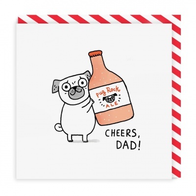 Cheers Dad Pug Greeting Card