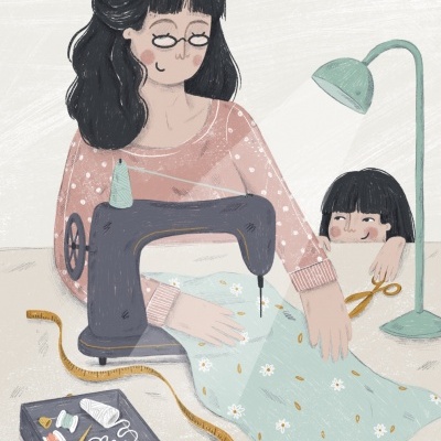 ILUSTRAÇÃO "ROUBAR SORRATEIRAMENTE COM OS MATERIAIS DE COSTURA DA MÃE" SARA LOU