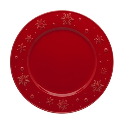 PRATO RASO 28 VERMELHO SNOWFLAKES BORDALLO PINHEIRO
