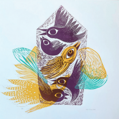 LINOGRAVURA SÉRIE "OBSERVAR, ACEITAR, LIBERTAR, TRANSFORMAR III" SOFIA MORAIS