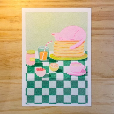 RISOGRAFIA "PANCAKE CAT" KIKA