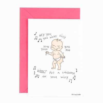 POSTAL "YOU WERE SILLY, NO CONDOM ON YOUR WILLY" STUDIO FLASH