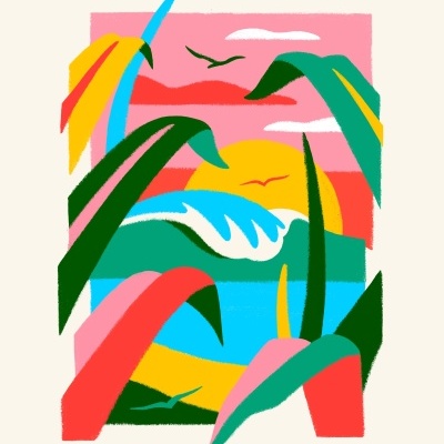 ILUSTRAÇÃO "SUNSET IN THE BACKYARD" TYPRU