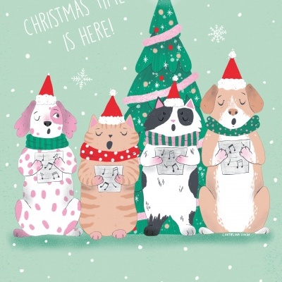 ILUSTRAÇÃO "Playlist Xmas Edition - (Calendário de Advento)" - "CHRISTMAS TIME IS HERE" CARTOLINA LIMÃO