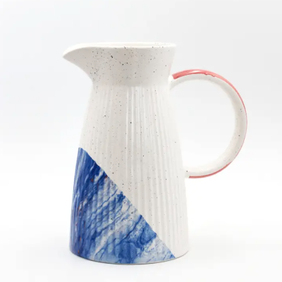 JARRO TÁLIA AZUL E VERMELHO MÁRMORE PÓ DE BARRO