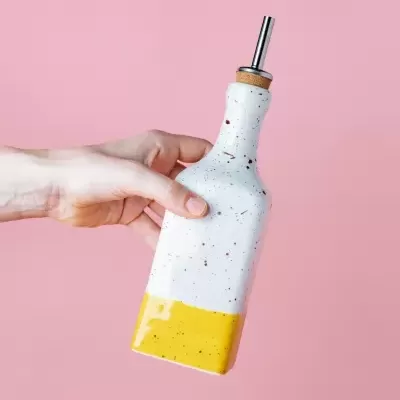 DISPENSADOR DE AZEITE "CANELA - BRANCO E AMARELO - 475ml" ALFAR TIERRA COCIDA