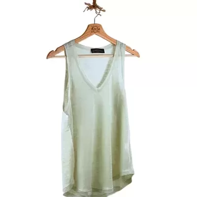 TOP EM LINHO MANGA CAVEADA VERDE ARMAZÉM DAS MALHAS