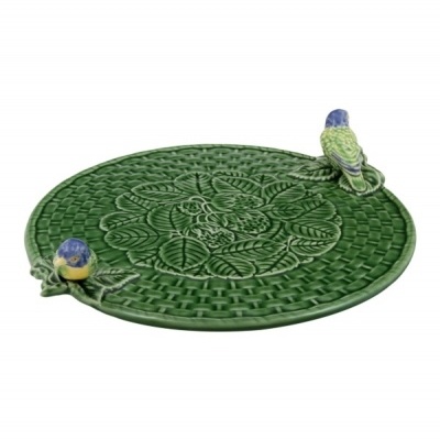 QUEIJEIRA MORANGO C/ PÁSSAROS AZUIS BORDALLO PINHEIRO