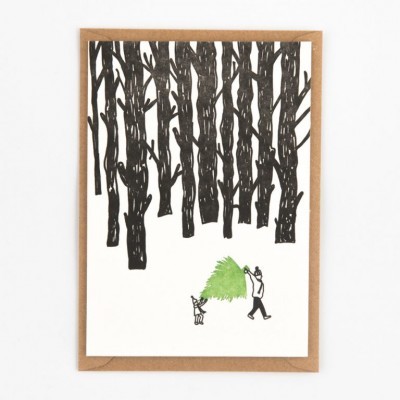 POSTAL "CARRYING A CHRISTMAS TREE" STUDIO FLASH