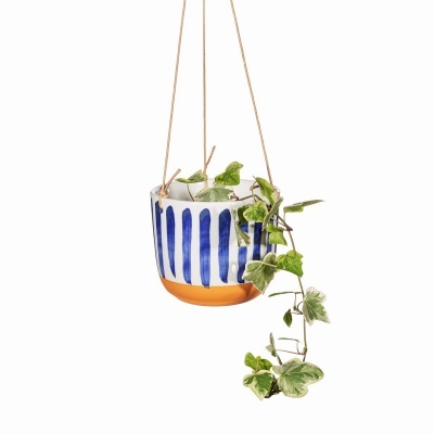 PAROS BLUE STRIPE HANGING PLANTER SASS BELLE