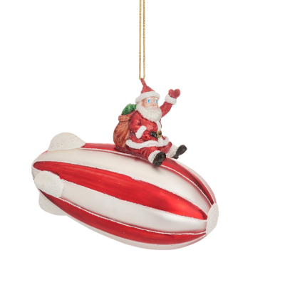 SANTA ON ZEPPELIN SHAPED BAUBLE SASS BELLE