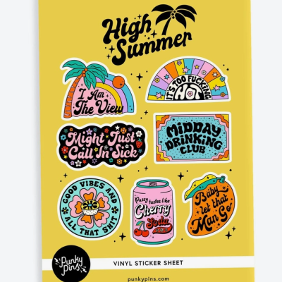 HIGH SUMMER A5 VINYL STICKER SHEET PUNKY PINS