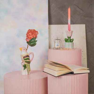Vase - Bird- Dolomite- Pink- House Vitamin