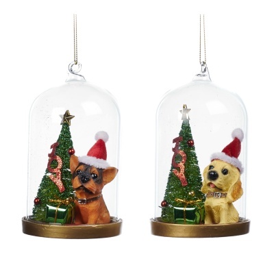 ENFEITE DE NATAL COM CÚPULA "CHRISTMAS DOG - BROWN" GOODWILL