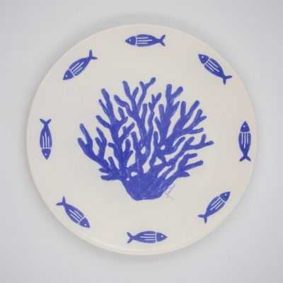 PRATO ILUSTRADO "CORAL AZUL" BÁRBARA AMARAL E PÓ DE BARRO