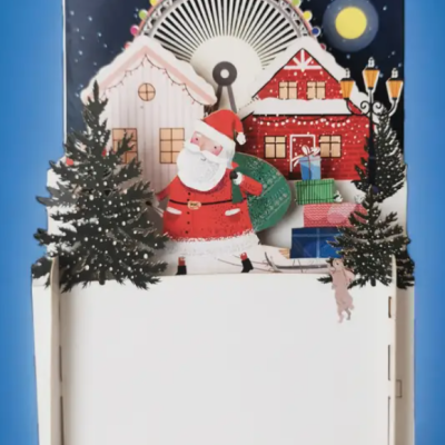 POSTAL DE NATAL POP-UP "XMAS VILLAGE WITH SANTA" ALLJOY DESIGN