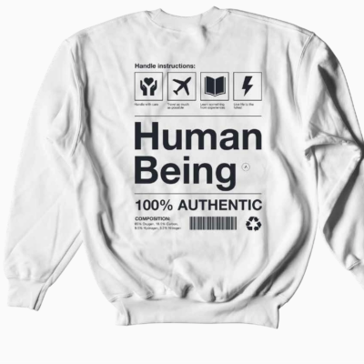 HOODIE  "HUMAN BEING" BRANCA IMAGO