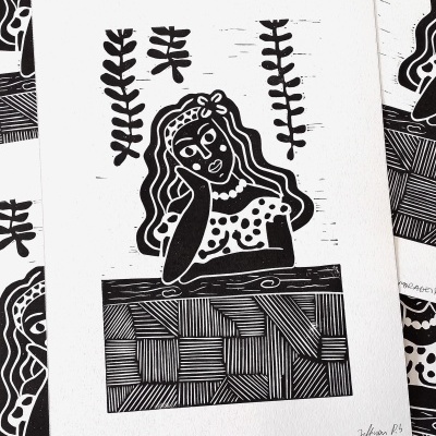 LINOGRAVURA "NAMORADEIRA" JEFFERSON RIB