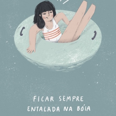 ILUSTRAÇÃO "FICAR SEMPRE ENTALADA NA BÓIA E NUNCA CONSEGUIR SAIR" SARA LOU